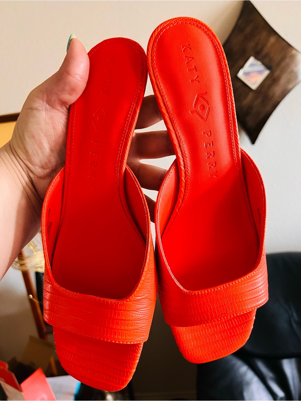 Katy Perry Collections Orange Open-Toe Kitten Heel Mule - Picture 4 of 5